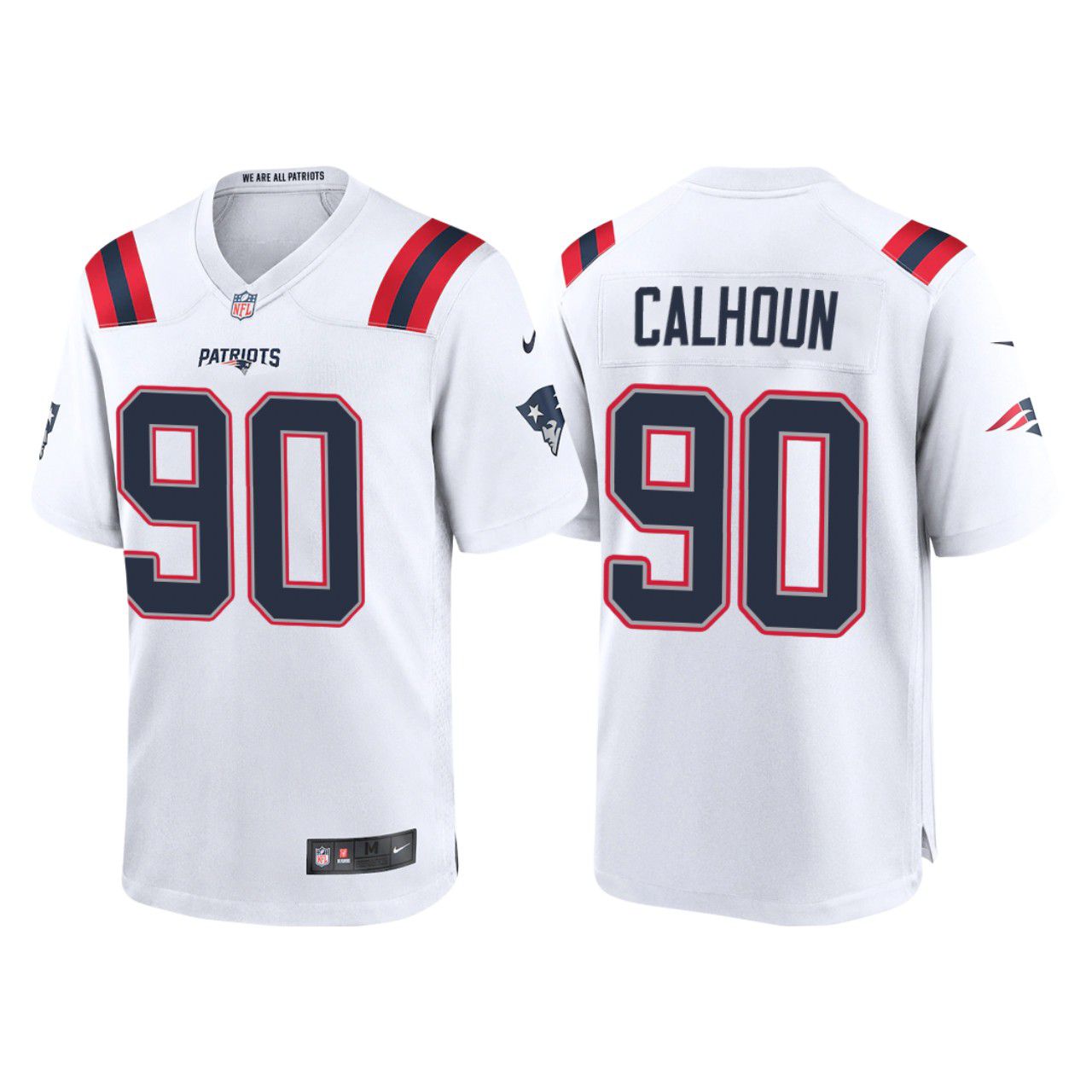 Men New England Patriots #90 Shilique Calhoun Nike White Game Player NFL Jersey->customized nfl jersey->Custom Jersey